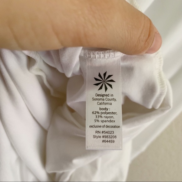 ATHLETA Topanga ruched dress white size medium short sleeves - Picture 11 of 12